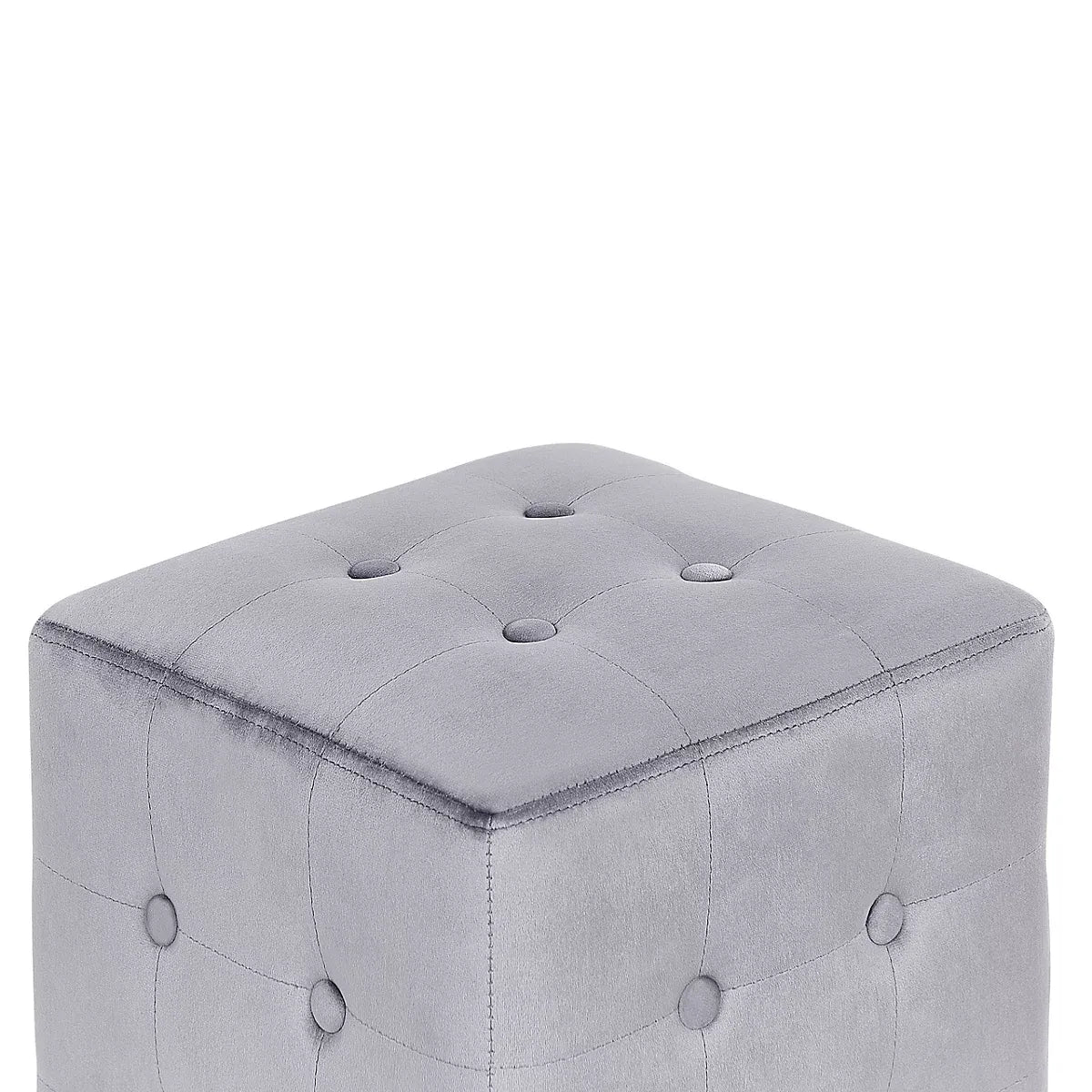Beliani Wisconsin Velvet Tufted Pouffe For Small Rooms Grey-Furniture Kingdom
